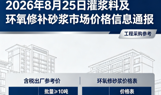 吴川2026年8月25日灌浆料及环氧修补砂浆市场价格信息通报